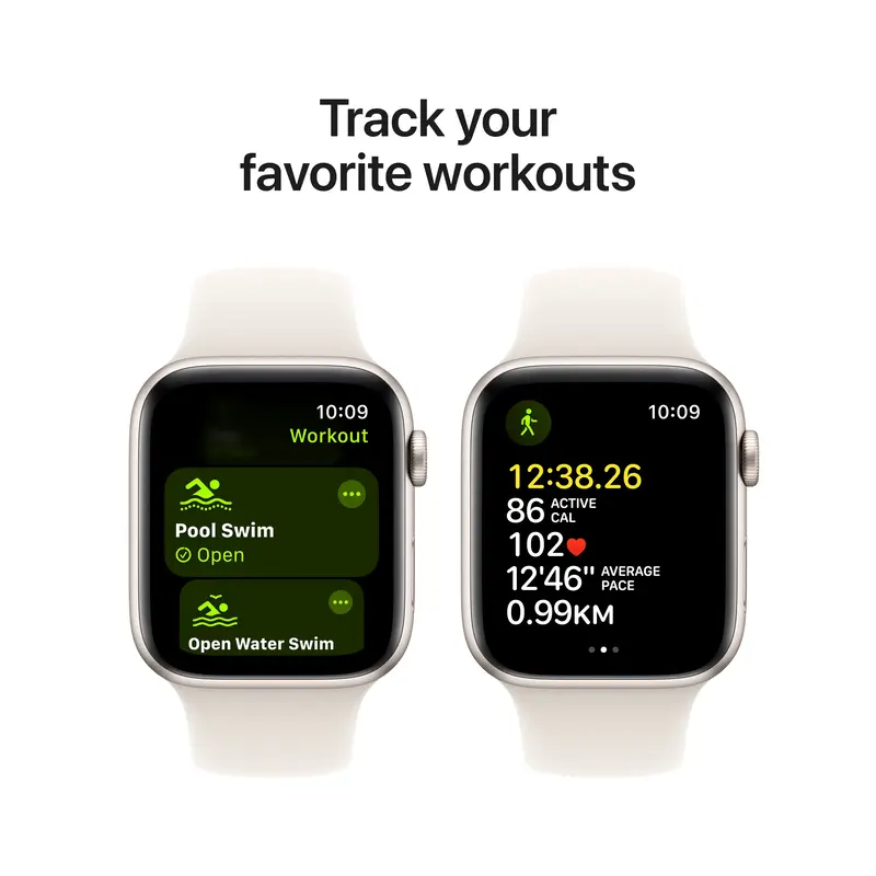 Apple Watch SE GPS + Cellular 40mm Starlight Aluminium Case with Starlight Sport Band - M/L - фото - №5