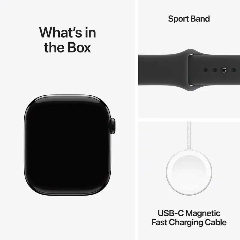 Apple Watch Series 11 GPS + Cellular 46mm Jet Black Aluminium Case with Black Sport Band - M/L (MFC44RK/A) - фото - №7