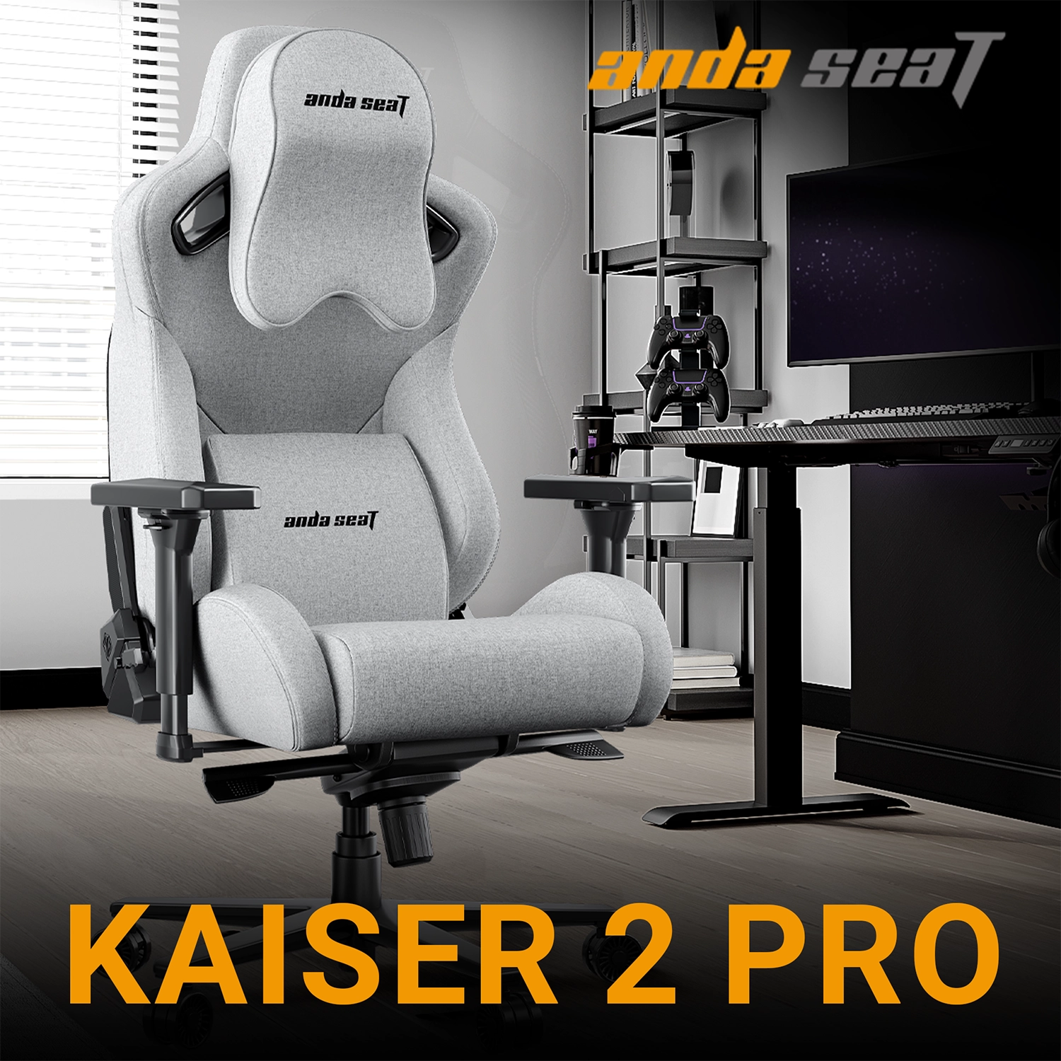 Anda Seat Kaiser 2 Pro Size XL Gray Linen Fabric (AD12YXL-17-G-F-G01)