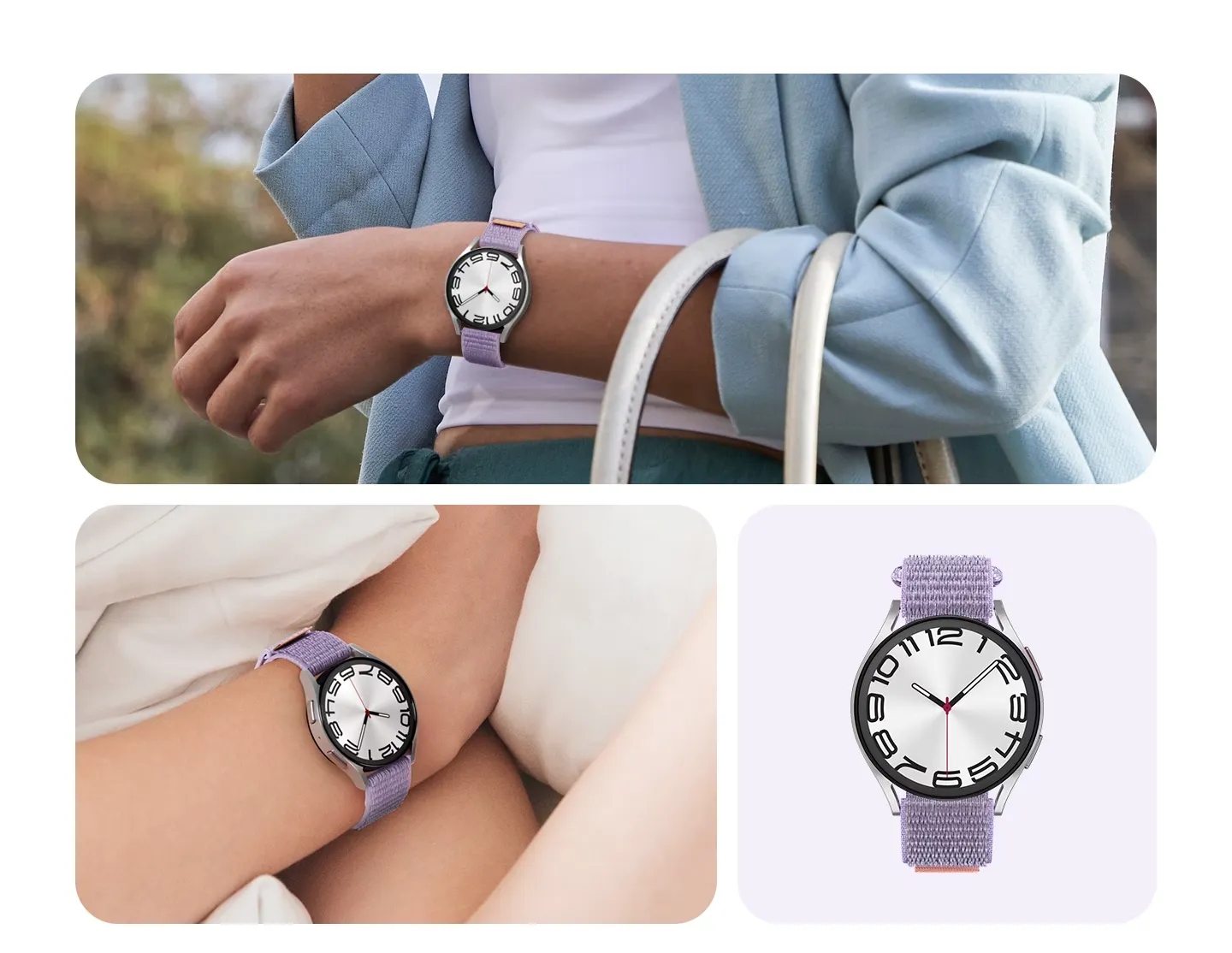 Samsung для Galaxy Watch6 Fabric Band Slim (S/M) - Lavender ET-SVR93SVEGEU