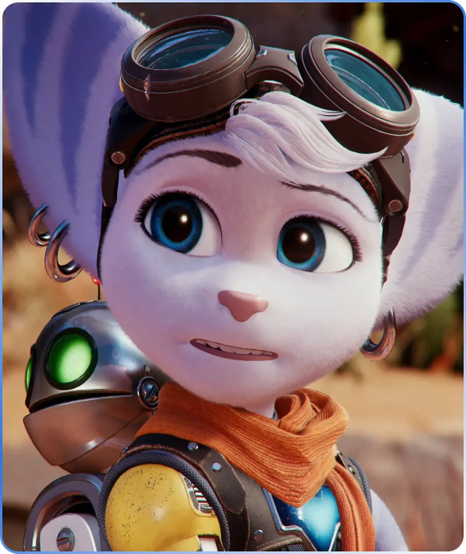 Рівет з Ratchet & Clank у захисних окулярах на голові дивиться вперед