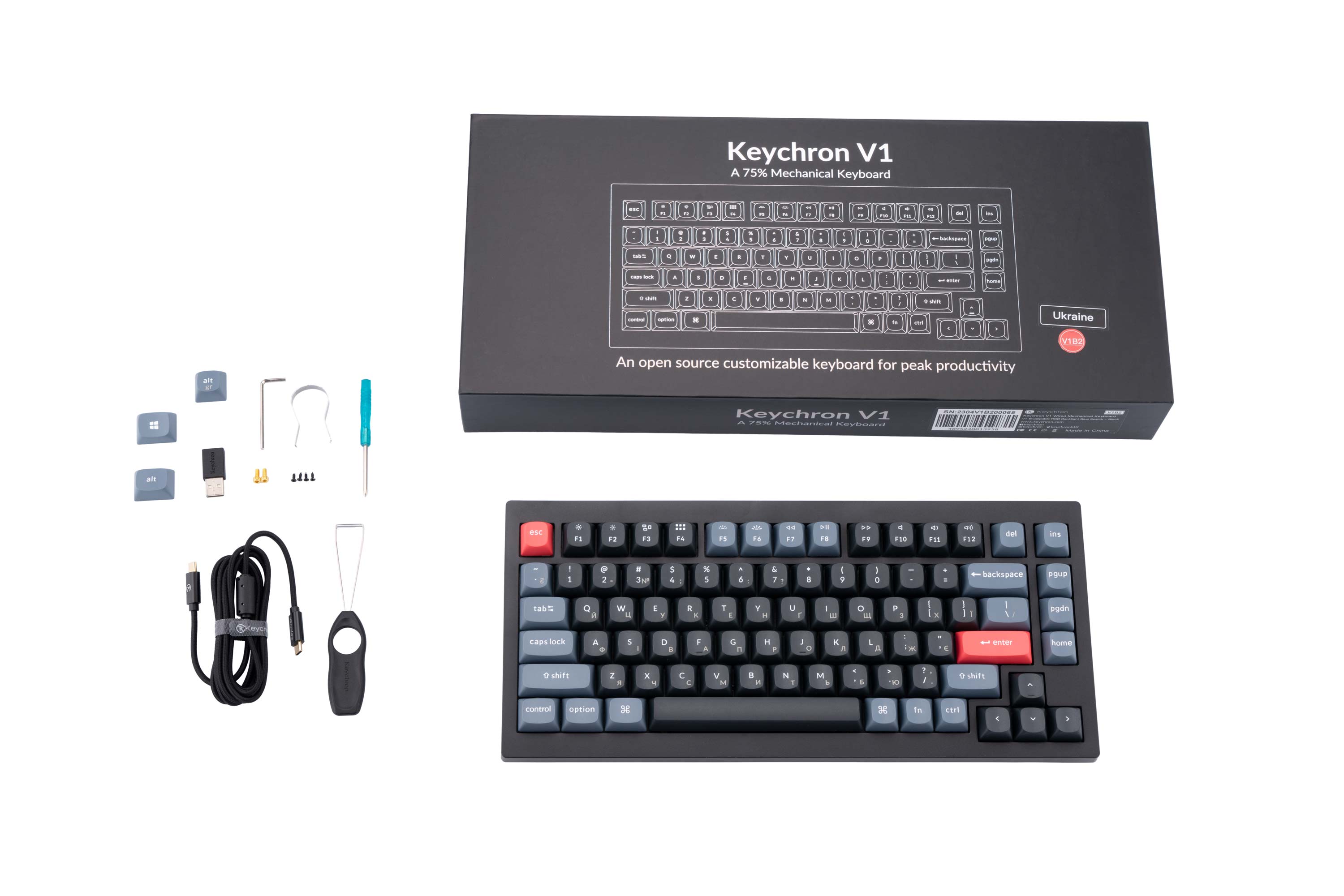 Клавіатура Keychron V1 84 Key QMK Gateron G PRO Blue Hot-Swap RGB