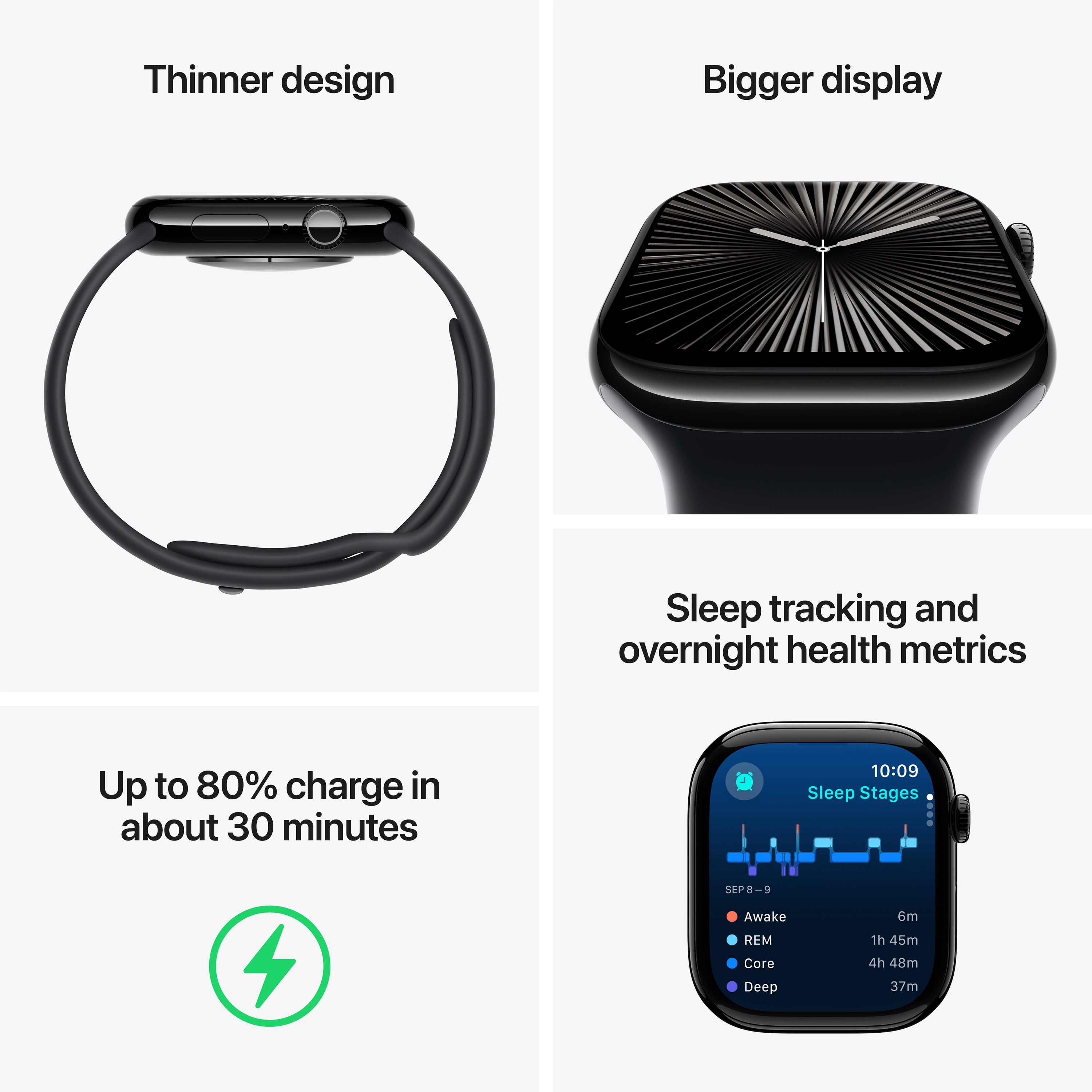 Apple Watch Series 10 GPS 42mm Jet Black Aluminium Case with Black