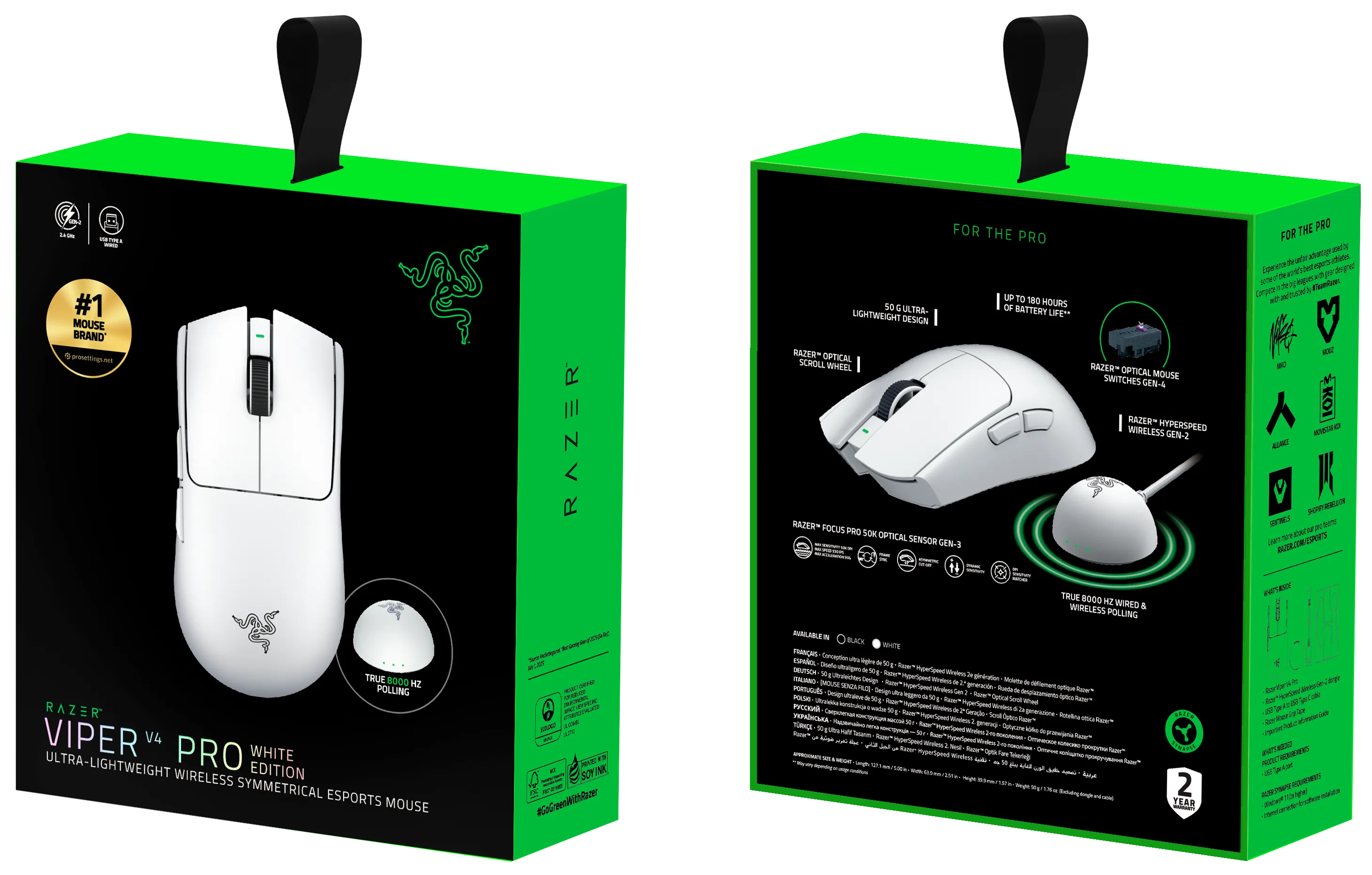 Мышь RAZER Viper V4 PRO Wireless, white (RZ01-05630200-R3G1) ᐈ