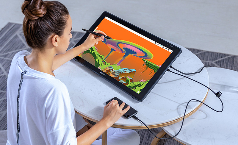 Графический монитор Huion Kamvas 22 Plus + перчатка ᐈ Купить